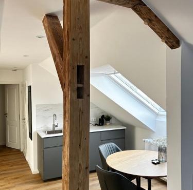 Dachgeschoss-Studio im Kurgebiet Kurpark & Therme fußläufig Messe 6 km