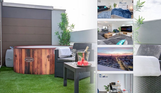 Das Penthouse - Jacuzzi - BBQ - Dachterrasse - Parkplatz - Panoramaausblick