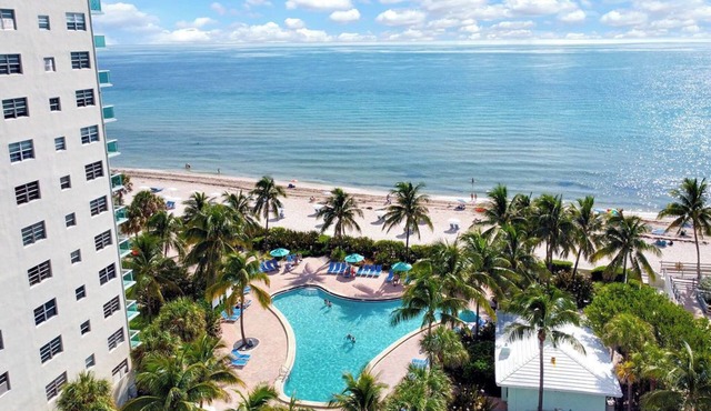 Direct access to beach and heated pool at The Tides