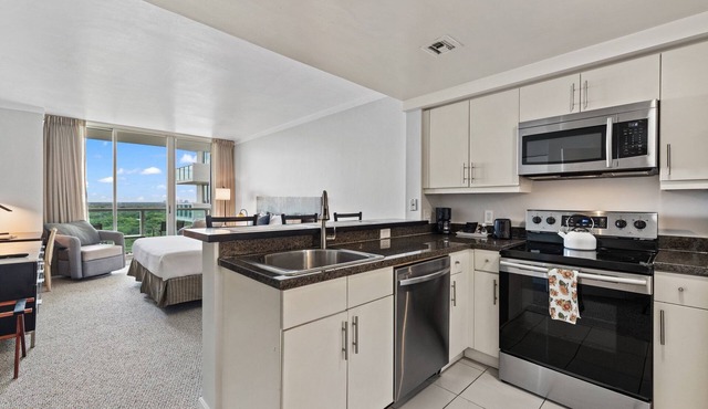 Direct Bay View Studios with Balcony & Kitchen at Coconut Grove Condo Hotel