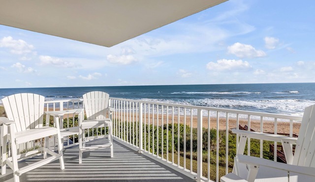 Direct oceanfront Ormond Beach 2/2 with private balcony, heated pool and garage
