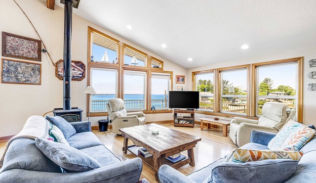 Dog Friendly Bay View Home with Nautical Decor Close to Beach