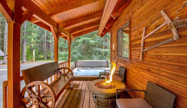 Dog-friendly cabin with hot tub, W/D, woodstove, & porch - RVs and trailers OK