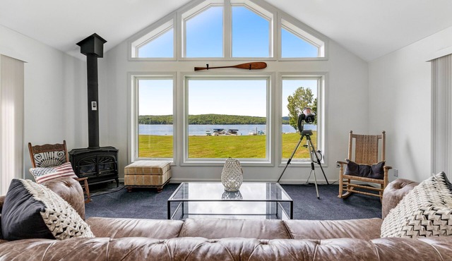 Dog-friendly lake escape with sunroom, high-speed WiFi, water views & central AC