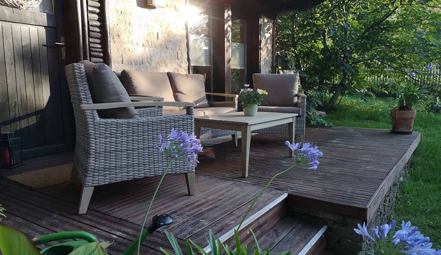 Dog-friendly tiny house on a large, fenced plot in the bee garden