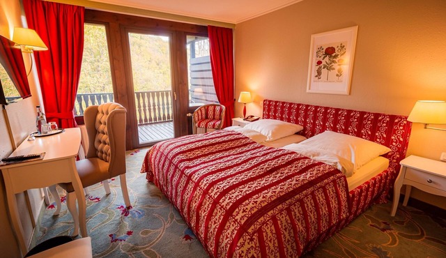 Double room main building with balcony and forest view - Hotel-Restaurant Burg Hornberg