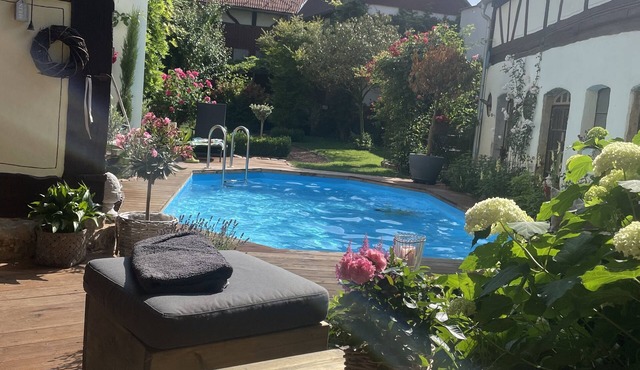 Dream half-timbered house with private heated pool, garden and sauna - Last Minute