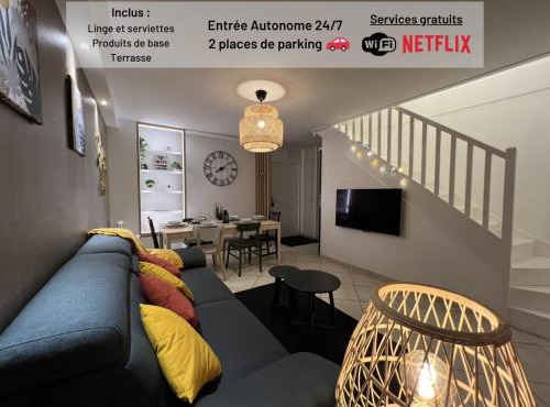 Duplex T3 Moderne au Metro - Clim & Parking Privé