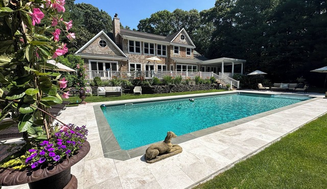 East Hampton Designer Home close to village with heated pool.