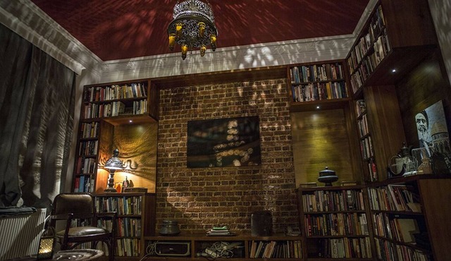 Elegant library flat with panoramic Istanbul vista