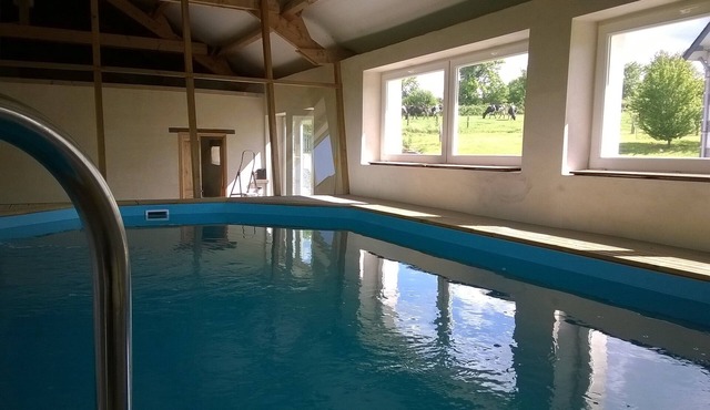 Enjoy your heated pool at La Bellazière with family and friends!