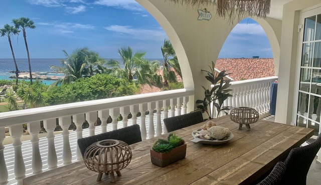 Excellent view over ocean and dolphins walk to Mambo Beach great family location