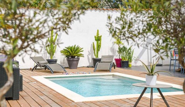 Exceptionally beautiful vacation home with sunny terrace and pretty outdoor pool.