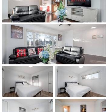 Executive family House New Air conditioner 19 minutes YYC 5 minutes Chinook Mall Walk to C Train Free Banff Park Pass 4 Bed rooms 4Queen Bed plus kids play Room