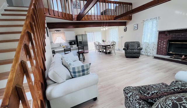 Family Escape with Loft and Fireplace.