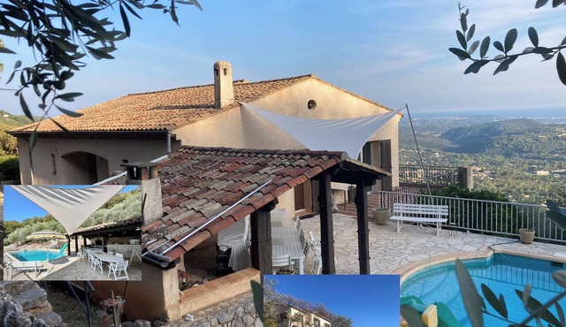 Family house, swimming-pool, panoramic view to Cannes bay and Esterel mountain