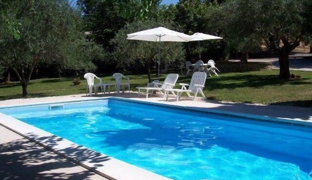 Flat with shared garden and pool