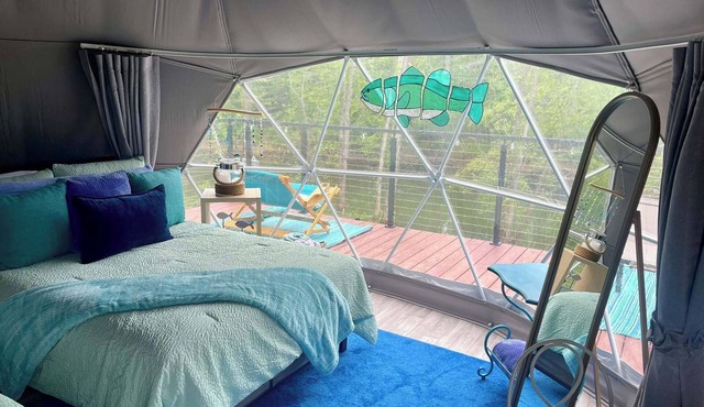 Float on Inn Geodome at The Edge—Unique Riverfront Glamping in Salt Lick, KY