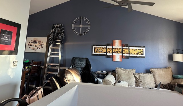 Freshly redecorated modern room in West Omaha - massage chair + full gym