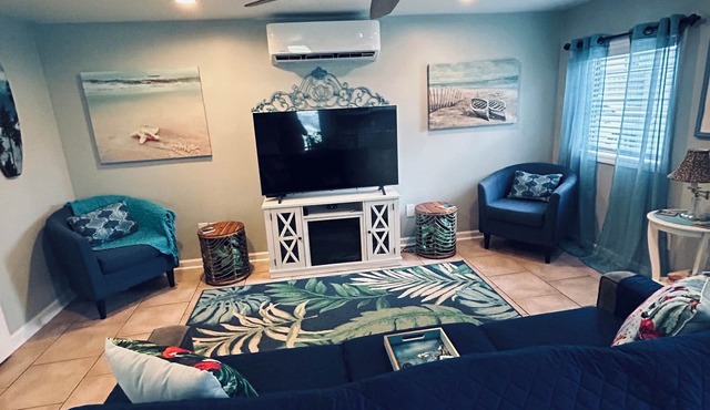 Furnished Beach House walking distance to the Beach. Lots of room for a boat.