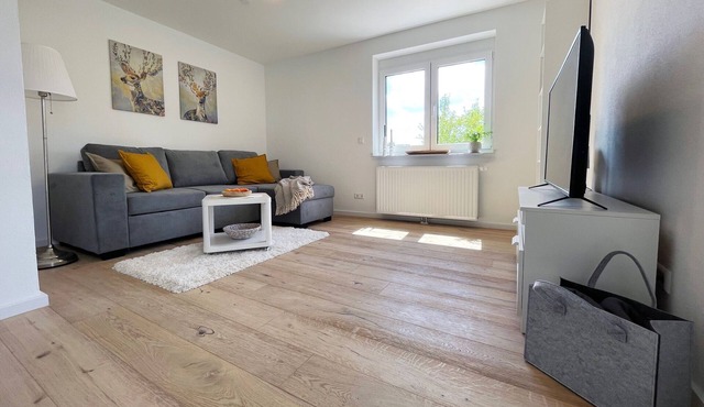 Furnished, modern apartment with balcony