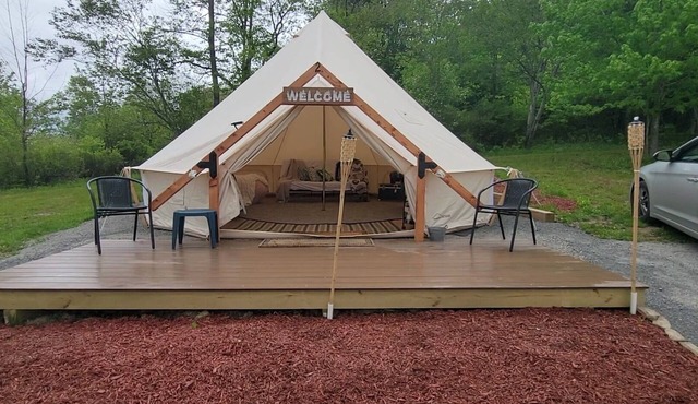 Glamping at Coyote Hollow Park Family site now with soaking tubs*!