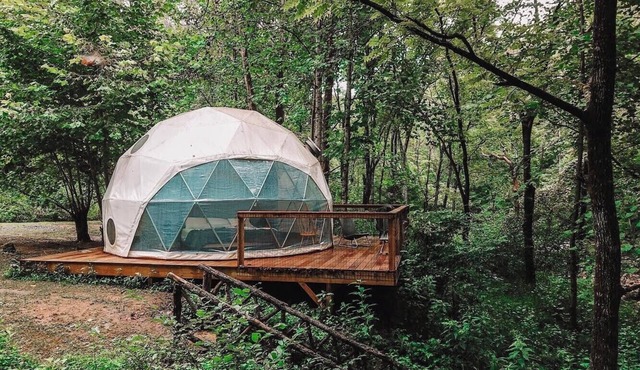 Glamping Geodesic Dome Tent - Trout Stream, Fire Pit & Privacy