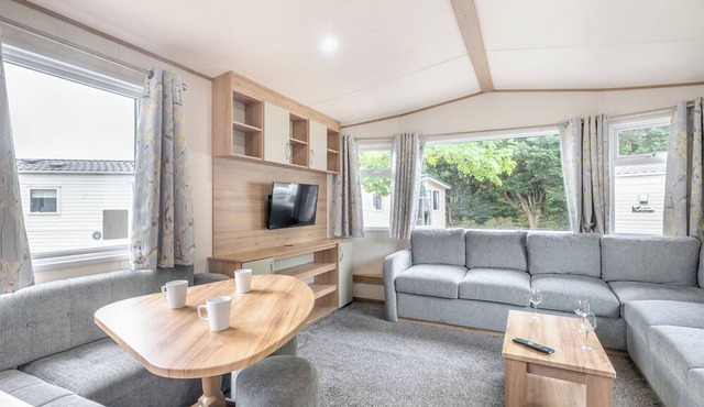 Gold Caravan with decking P