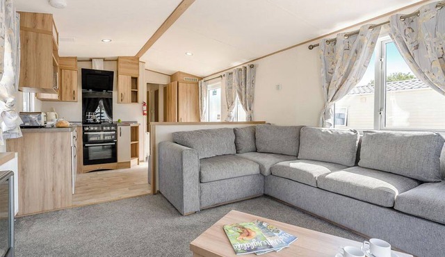 Gold Caravan with decking P