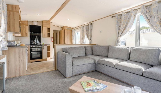 Gold Caravan with decking