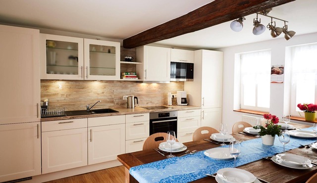 Half-timbered house with garden, barbecue and terrace