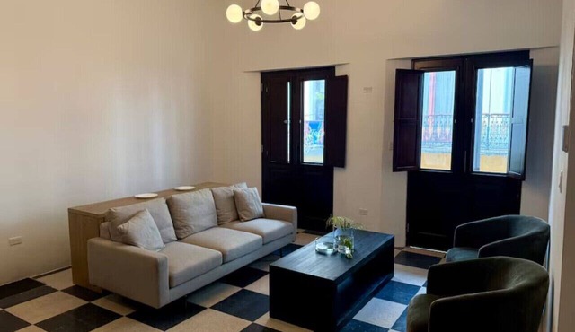 High-Ceiling Flat with Street-View Balcony|SF2