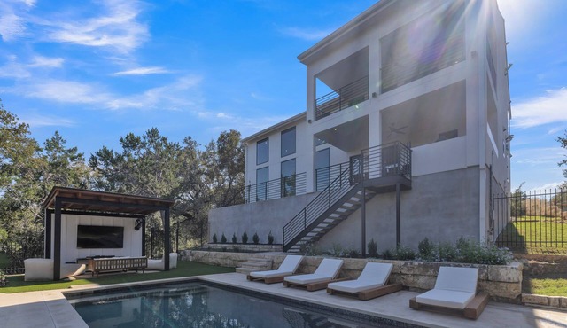 Hill Country Estate in Spicewood with Pool, Pickleball Court and River Access!