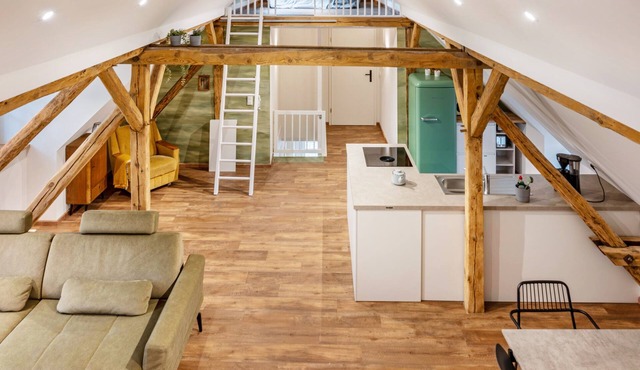 Holiday Apartment "Eichengeflüster Schwalbenloft" with a Private Terrace under the Oaks