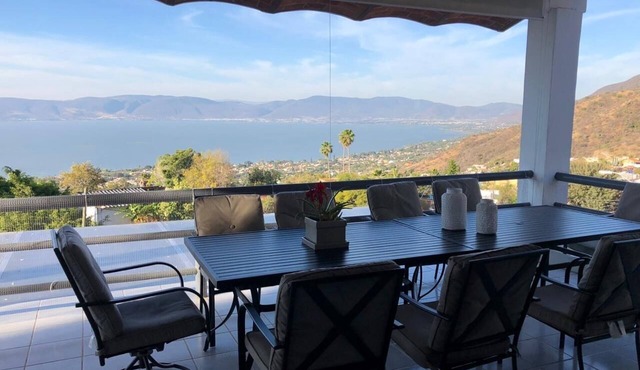 HOUSE FACING CHAPALA LAKE WITH BEAUTIFUL VIEW FROM ITTERRACES 24 HOURS SECURITY