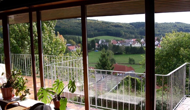 House Luise on Bostalsee, apartment 1: panoramic view and large balcony