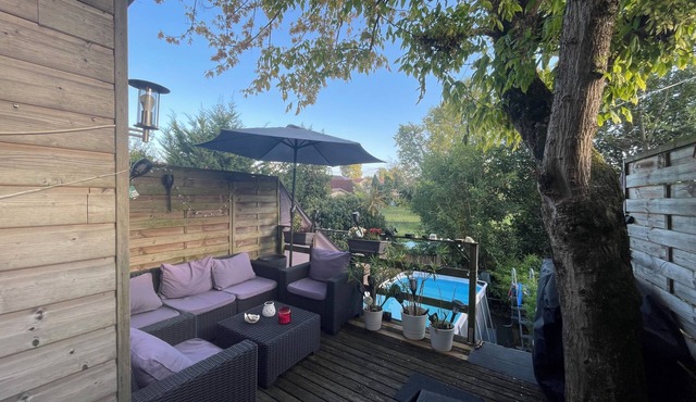 House with a pool, a terrace, and full air conditioning