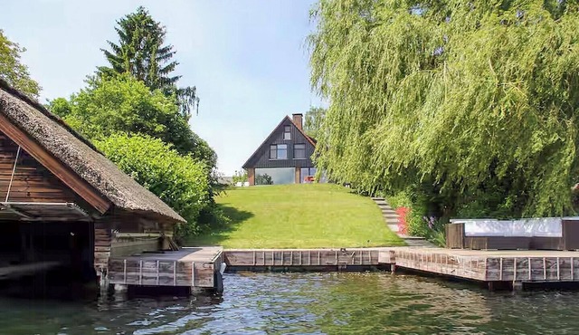 House with boat dock on Lake Schaalsee
