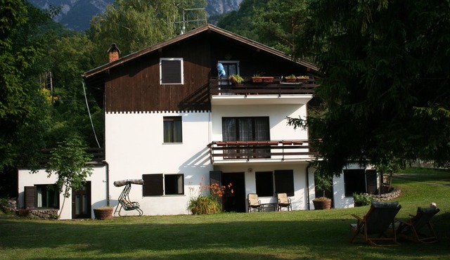 House with large garden surrounded by greenery