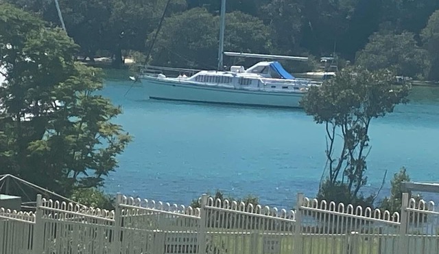 Husky Waters overlooking the moored yachts.