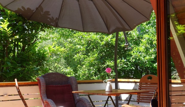Idyllic and quietly situated wooden house/cottage in a large garden in the Palatinate Forest