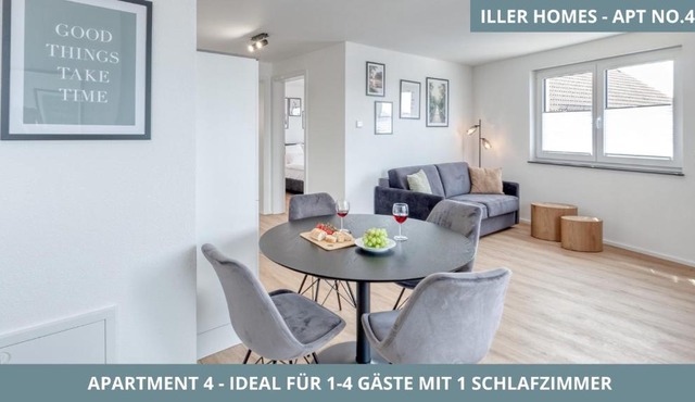 Iller Homes - 5 x Moderne Fewos je 1bis2 oder 1bis4 Pers mit Küche u Balkon - Parkplätze vorhanden
