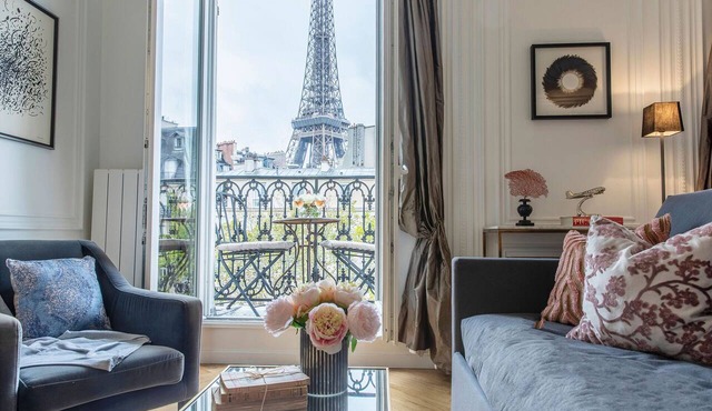 Incredibly Romantic Light Filled 1 Bed w/Balcony, Amazing Eiffel View