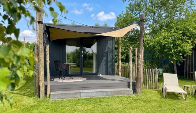 Intimate tiny house with heated outdoor bath by the pond. Enjoy absolute privacy, whispering nature and breathtaking views at 't Nije Hemelriek.