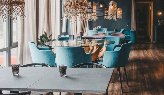 Inviting hotel room with free breakfast