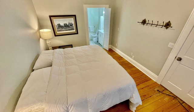 King bed with private bath in renovated historic bed & breakfast. Wifi available