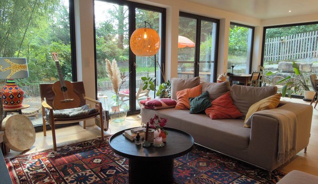 Kitchen with gas stove, own barbecue area with a small garden, king-size beds
