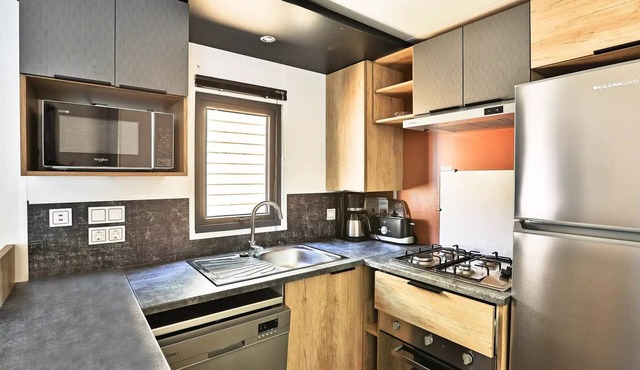 La Croix du Vieux Pont campsite* - Mobil-home Premium Azure 4 rooms 6 people air-conditioned