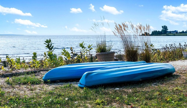 Lake Huron Beachfront Home~Mackinac Island Views!