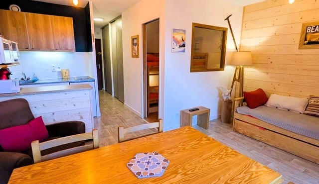 Large studio cabin 4 pers. with garage 600m from ski lifts